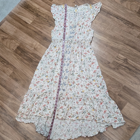 Lucky Brand Blue and Pink V-Neck Flutter Sleeve Midi Dress - Picture 12 of 16